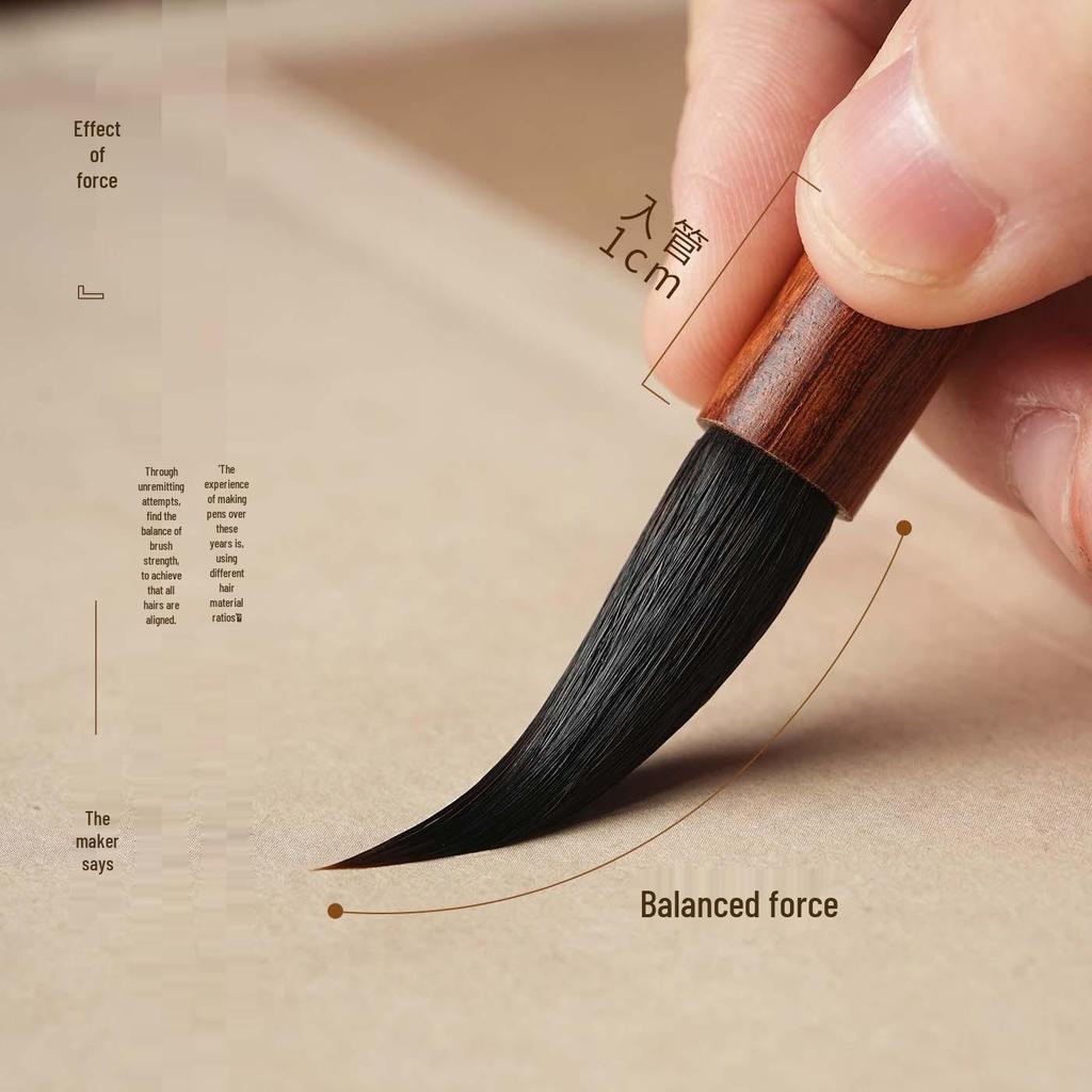 Ink-Dyed Purple Wolf Hair Calligraphy Brush for Beginners - Small Running Script & Medium Regular Script