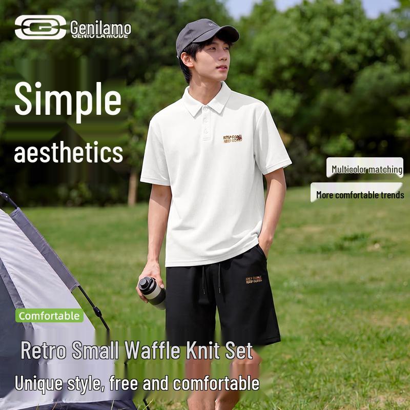 GENIOLAMODE Men s Summer Casual Sportswear Set L