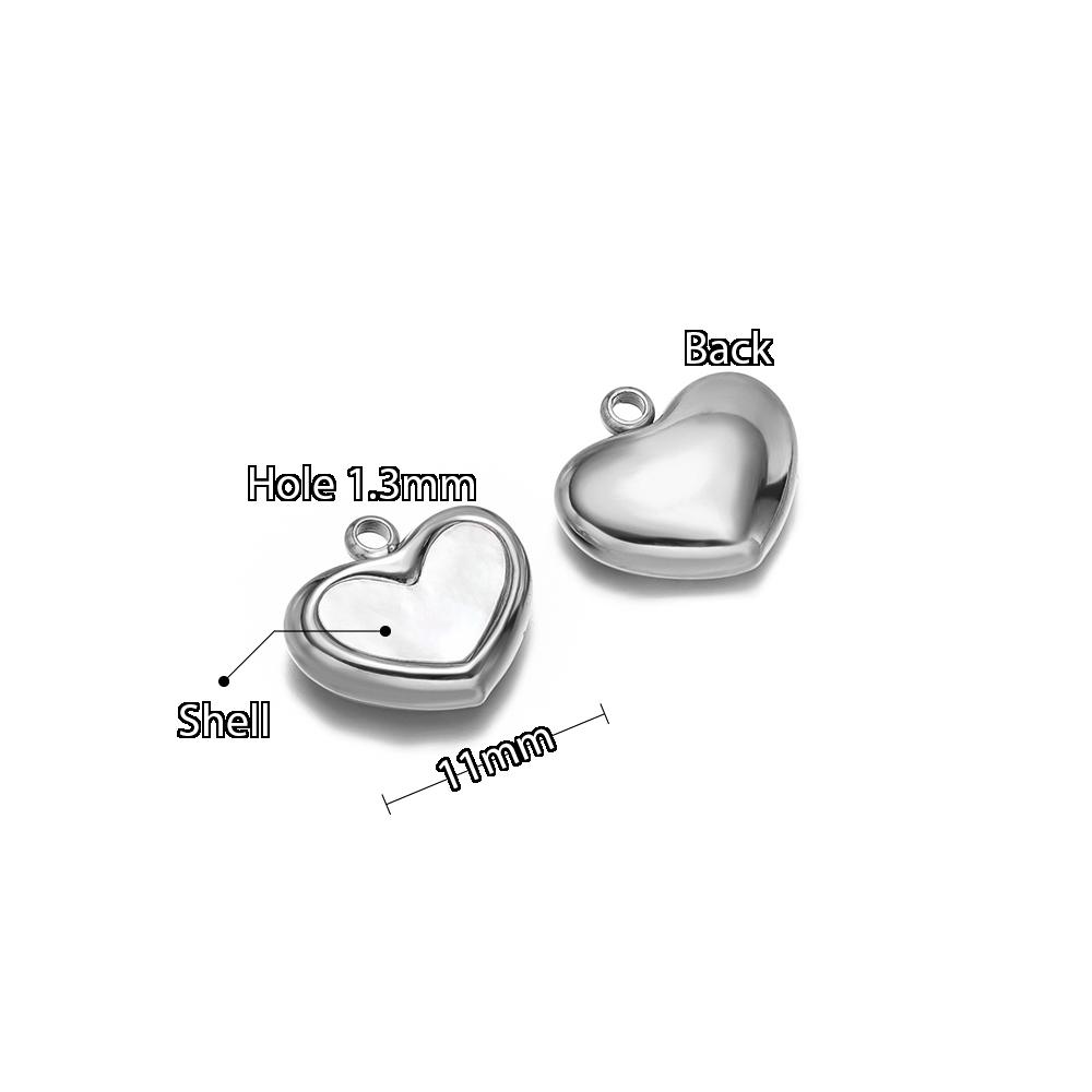5pcs Stainless Steel Heart Shell Charms Fish Tail Earring Pendant DIY Women Jewelry Making Supplies Wholesale Necklace Findings