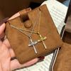 Exquisite Geometric Zirconia Cross Necklace: High-Grade Fashionable Clavicle Jewelry for Women