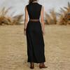 Women's Fashion Color V-neck Sleeveless Dress