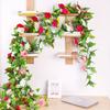 9-Head Artificial Rose Vine Garland | 5 Colors Hanging Fake Flowers for Wedding Decor,  Party Backdrop, and Event Decoration