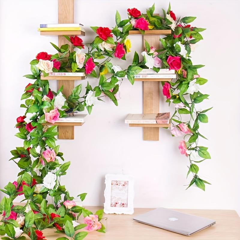 9-Head Artificial Rose Vine Garland | 5 Colors Hanging Fake Flowers for Wedding Decor,  Party Backdrop, and Event Decoration