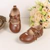 2025 Girls' Retro Princess Cross Strap Soft Sole Leather Shoes