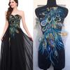 Phoenix Feather Embroidered Floral Patches Mesh Sequined Embroidery Patches  Stage Costumes