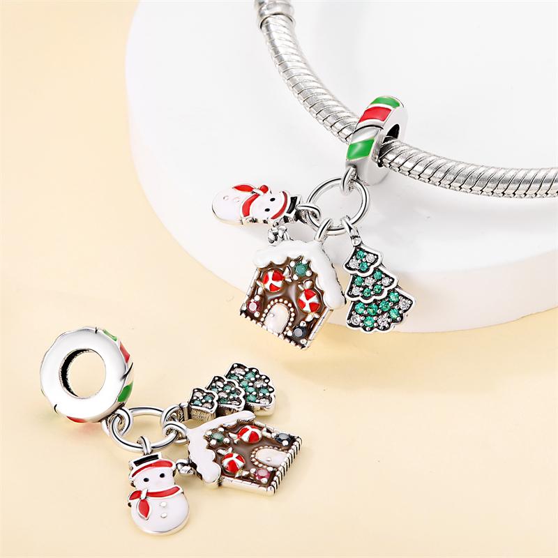 100% Copper Snowman Romantic Winter Christmas Series Charms Beads Fit 3Mm Original Bracelets Diy Gift Fine Jewelry