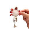 Winter Rabbit Pom-Pom Hanfu Hair Clips - Cute Red Headdress for Children’s Costumes
