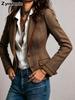 Women's Western Casual Patchwork Jacket Coat with Pockets with Fall Winter