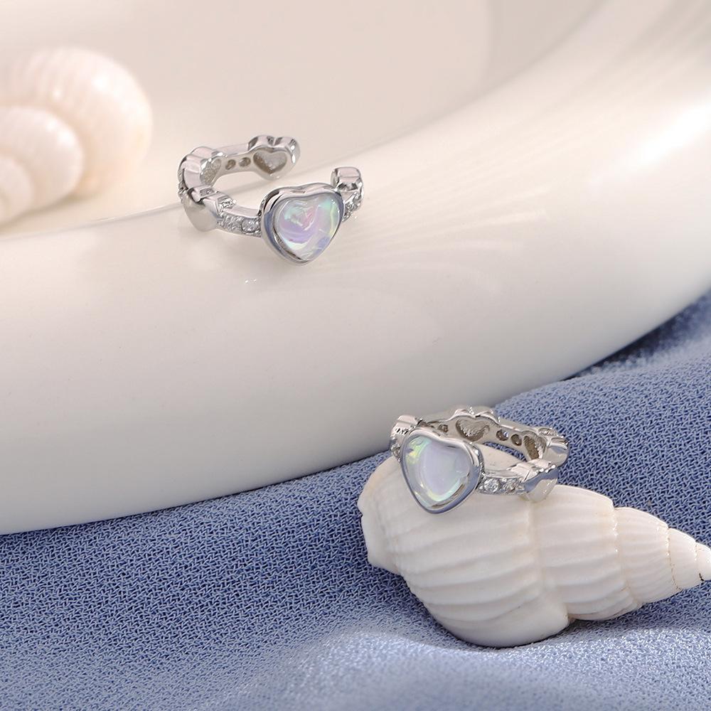Symphony Moonstone Love Ear Clips Xiaohongshu Blogger With Exquisite Zircon Heart-Shaped Ear Bone Clips Without Ear Holes