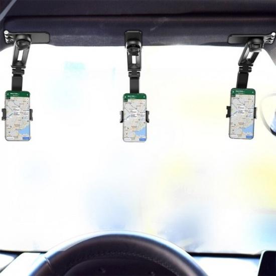 Sun Visor Car Mount Phone Holder GPS Rearview Mirror 360 Degree Mount Adjustable