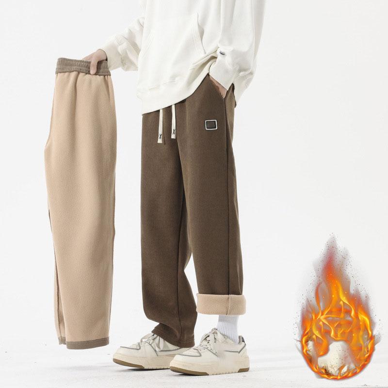 Winter Cord Sweatwear Herren Plüsch Dickes Fleece Sweatpant Lammwolle Thermohose Freizeithose Winddicht Warme Baumwollhose