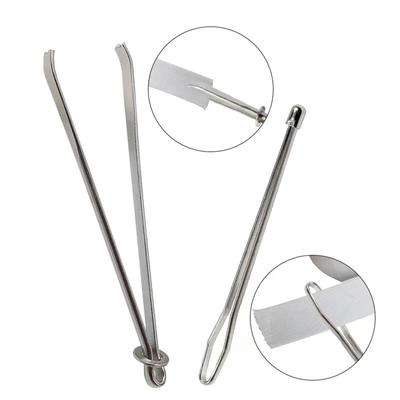 Kordel Einfädler Set Flexibler/Flacher Kordel Einfädler Edelstahl Nähschlaufe Wendehaken Pinzette Kordelstopper