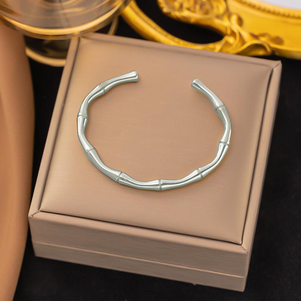 Damen Titanstahl Armband mit Diamanten, Vergoldet, Nicht verblassend, Zirkonia Einlage, Hochwertig, Schlicht, Vielseitiger Edelstahlschmuck brown
