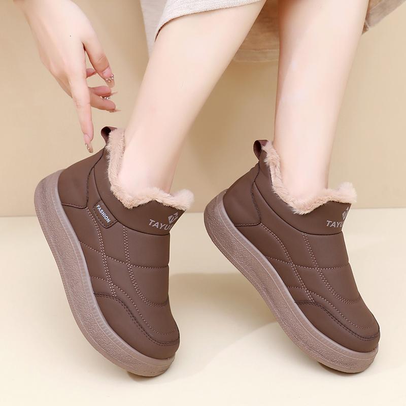 

Женские зимние утепленные хлопковые ботинки с флисом для холодной погоды, противоскользящие и прочные для повседневной носки на улице, бесплатная доставка 35