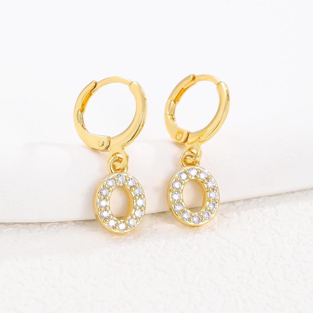 European and American Fashion Gold-Plated Zircon Letter Earrings for Women