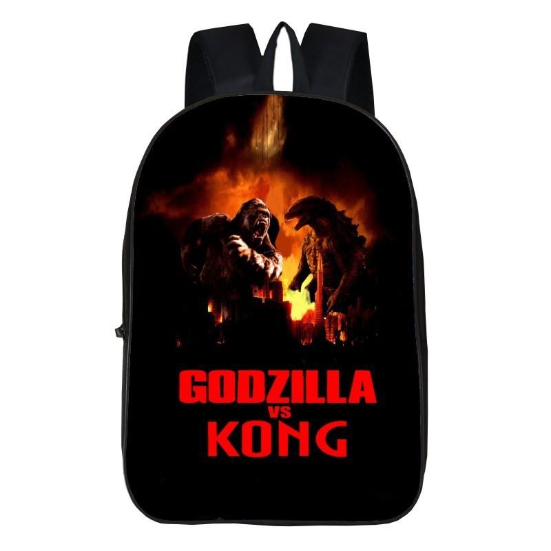 Stylish Godzilla Vs King Kong Backpack For Students With Cartoon Patterns And Adjustable Straps