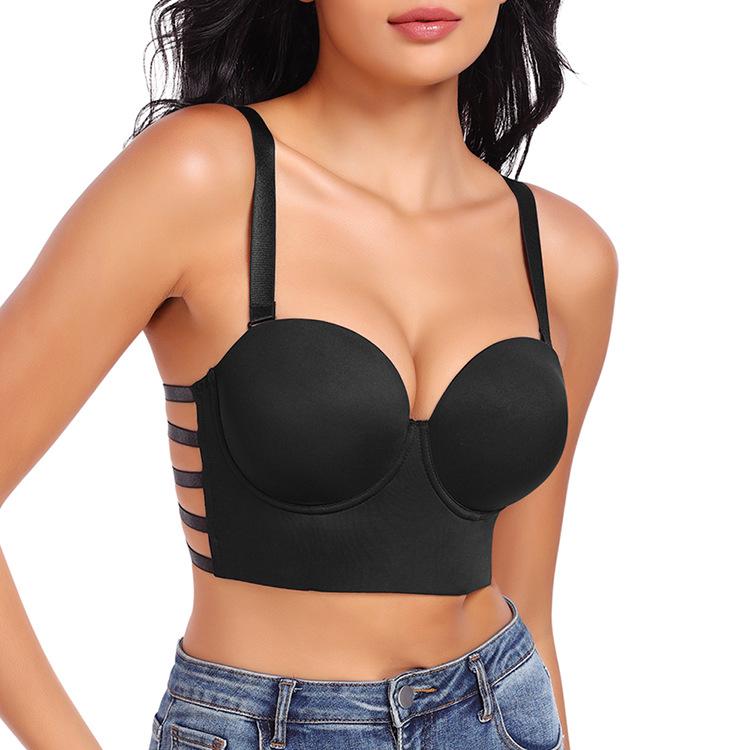 Sexy Strappy Bondage Push Up Bra, Seamless Molded Cup Shaping Invisible Lingerie for Women