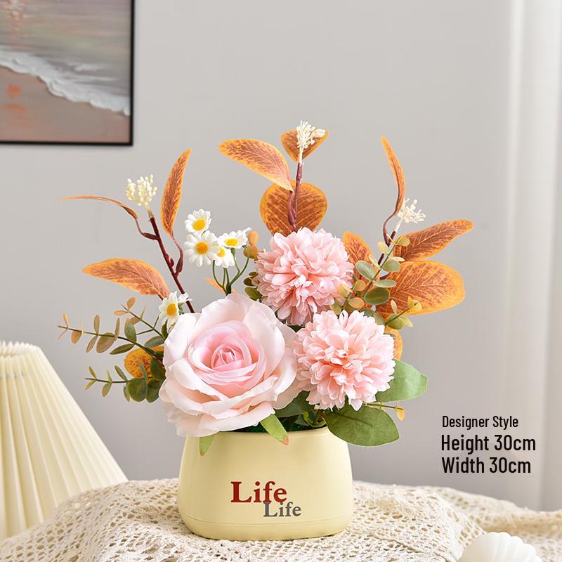 Sunflower Artificial Flower Arrangement - Small Potted Plants & Plastic Bouquets for Living Room and Dining Table Decor