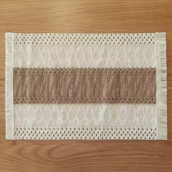 Böhmische Fransen-Tischset Weiche Baumwolle Leinen Vintage-Tischset Jacquard Maschinenwaschbares Tischset für Zuhause Bauernhaus Esstisch