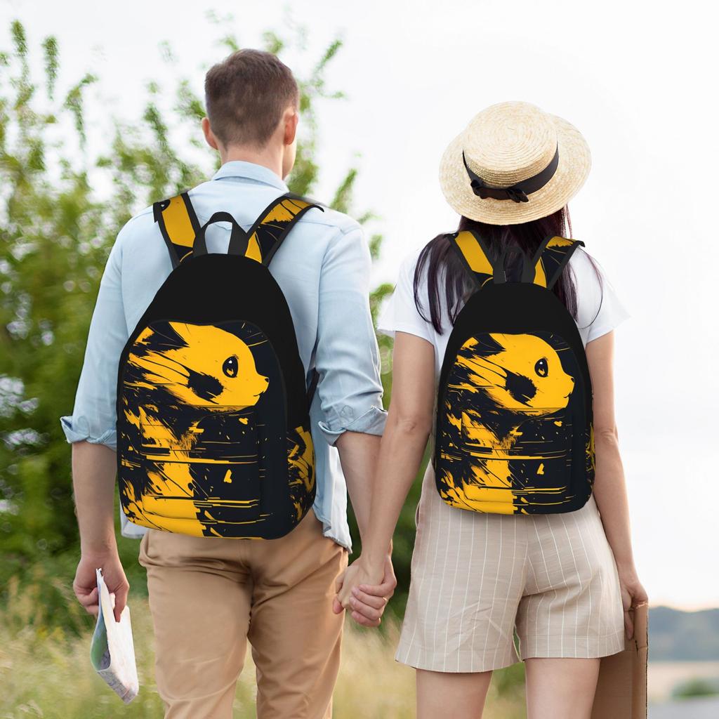 Fashion Pokemon Pikachu Minimal Line Backpack  Mochilas Casual Outdoor Large Capacity Rucksack