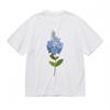 Women's Comfortable Breathable Classic T-Shirt Minimalist Blue Flower Cotton Tee