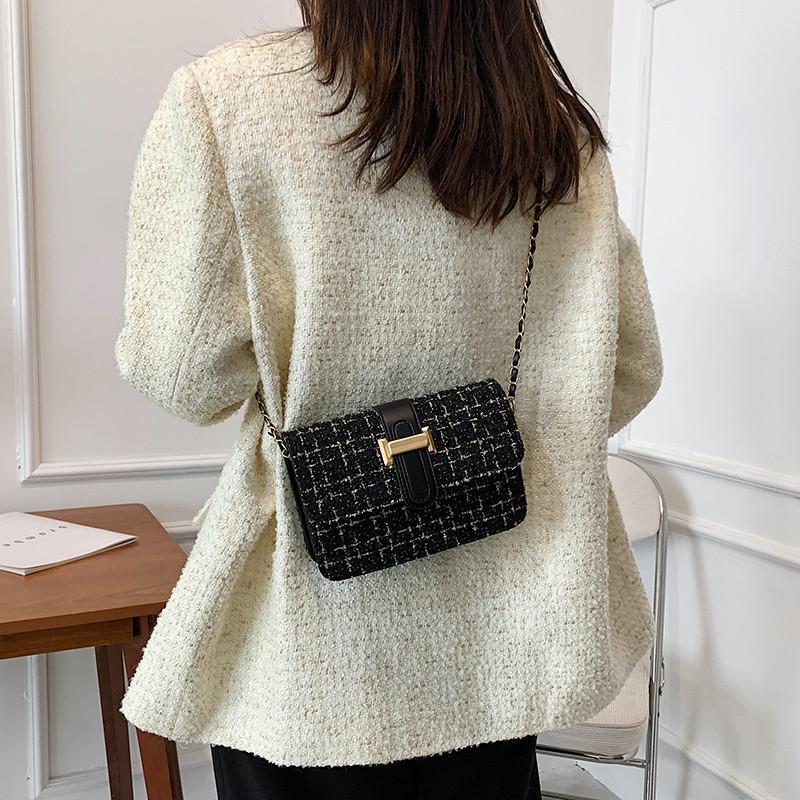2024 New Korean Style Woven Plaid Mini Shoulder Bag Street Fashion Pu Crossbody Bag