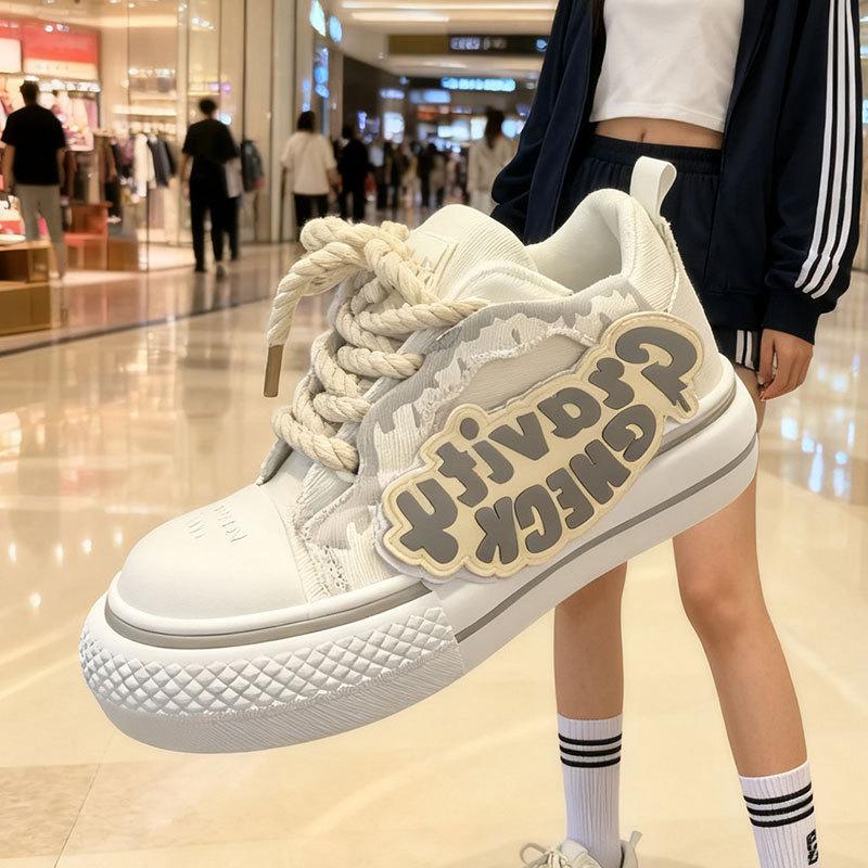 Joint Woody denim American big head shoes women's new casual board shoes platform heightening bread shoes