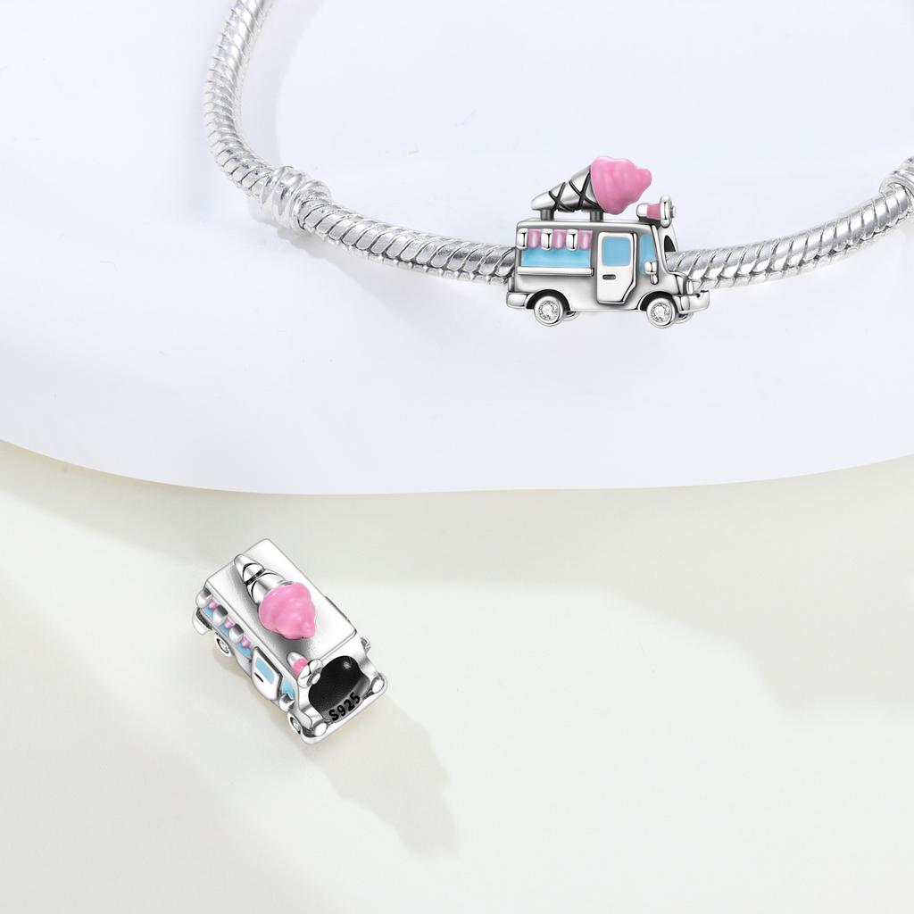 Kupfer Eiswagen Modell Perlen Original Anhänger Armband Charme Schmuck Party DIY Trendige Geschenke