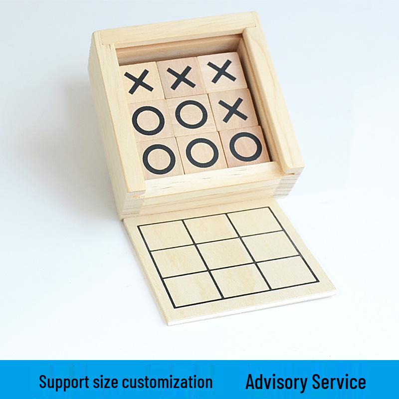 

Nine-Square Wooden XO Tic-Tac-Toe Outdoor Educational Board Game Customizable 1