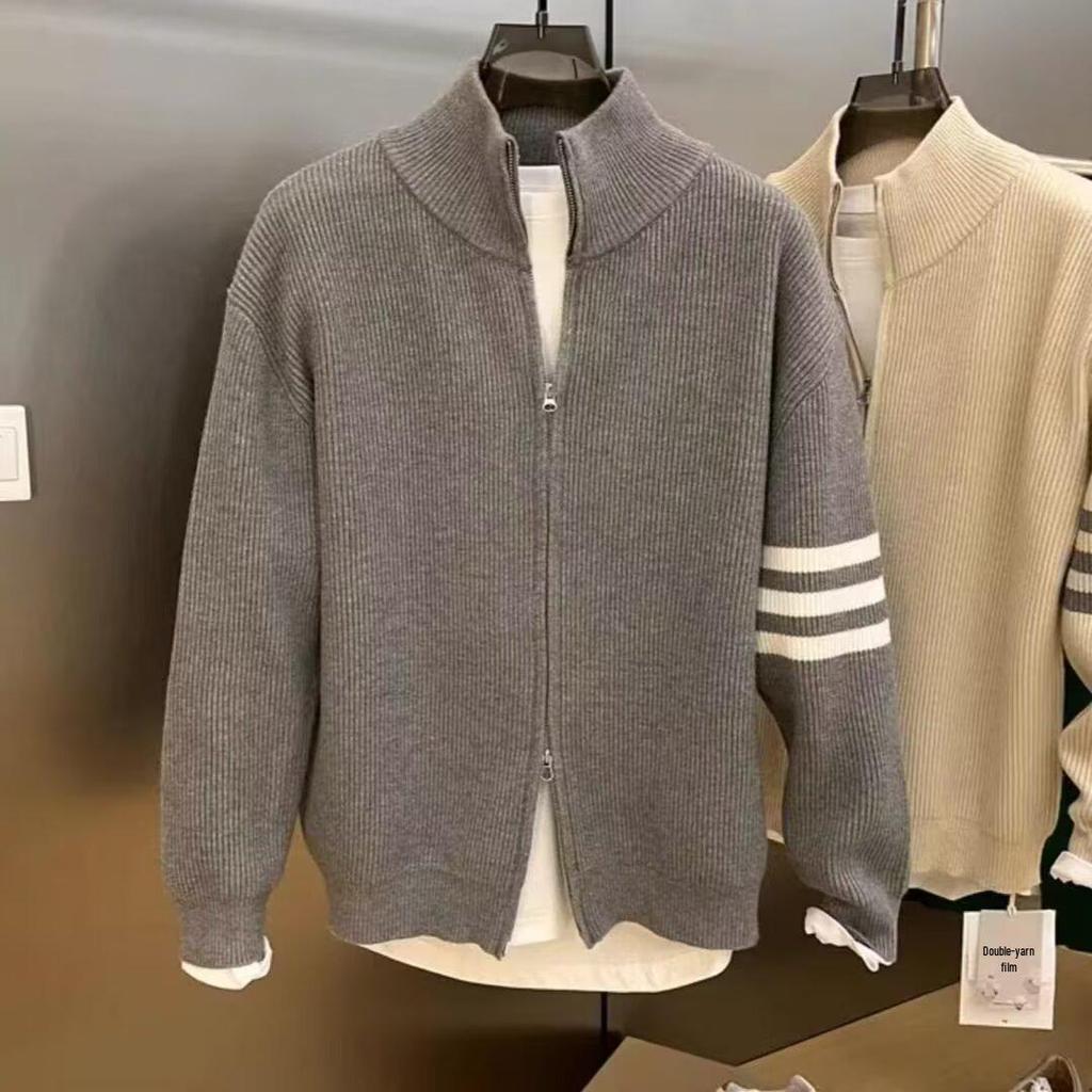 Herrhalsad kofta tröja rock – Vår & Höst Lös passform, Mångsidig & Trendig stickad tröja