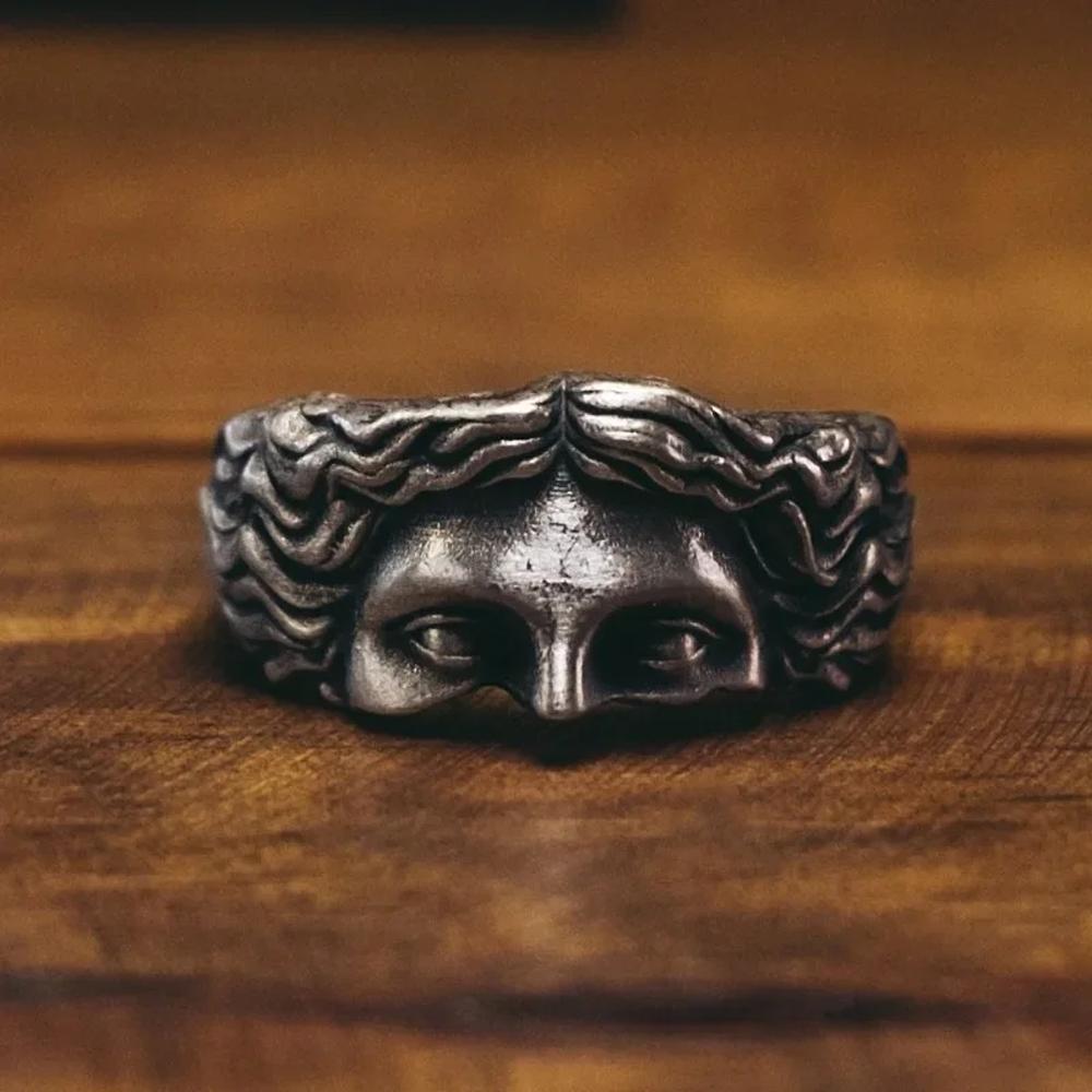 

Vintage Half Face Sculpture Fashion Ring Unique Design For Women Men Suitable for Memorial Gifts Festival Gifts & Everyday resizable