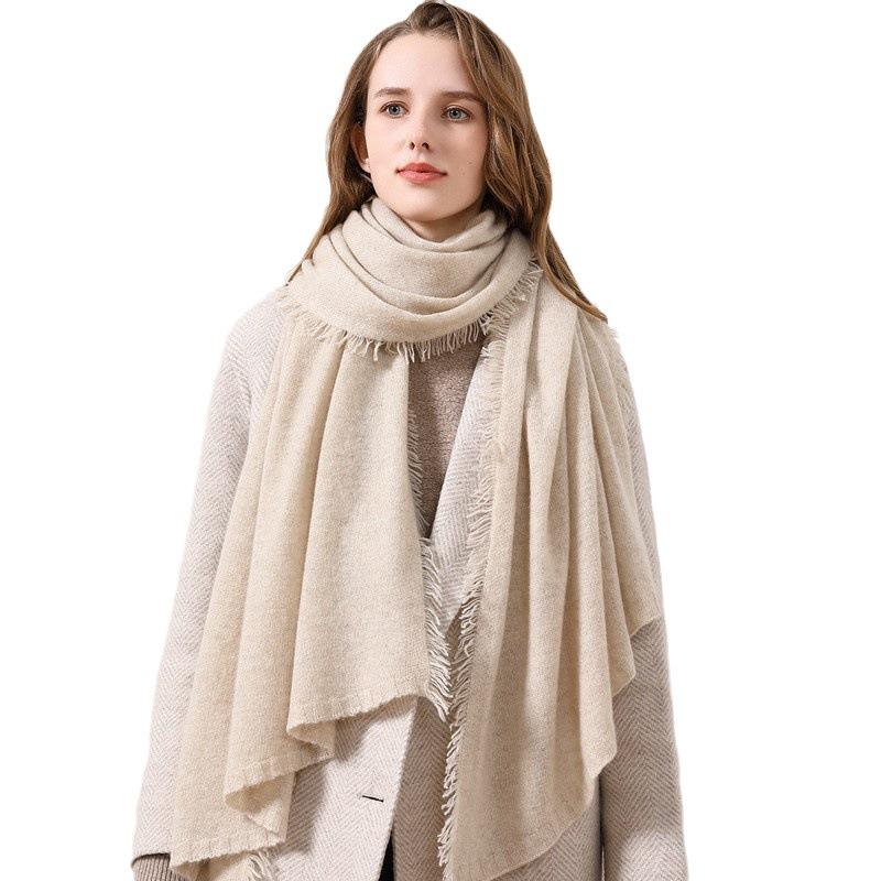 Autumn and Winter 100% Cashmere Scarf Ladies 2025 New Solid Color Versatile Cashmere Big Shawl Fashion Lady