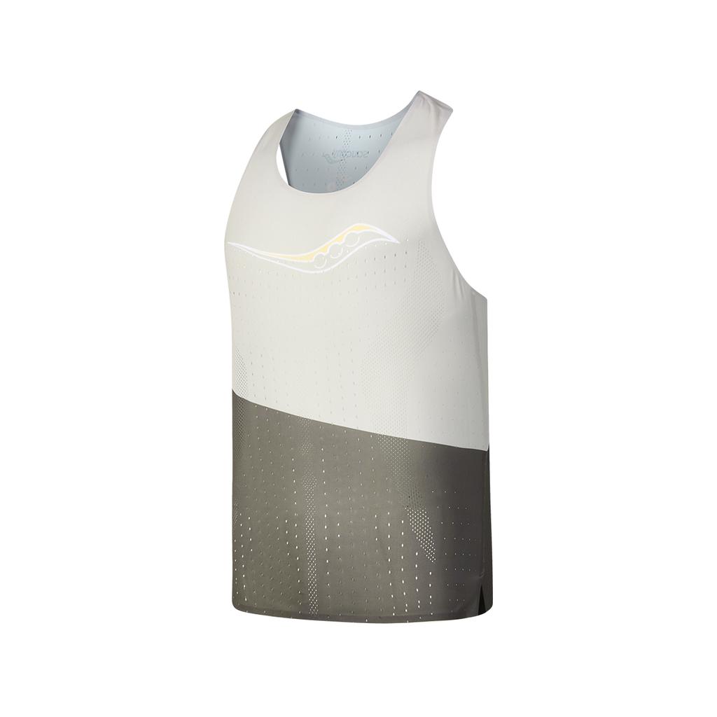 SAUCONY SS25 Running Training Series Knit Color Block Letter Simple Vest Men Tops Khaki Gray SA2259TK01T-PR221