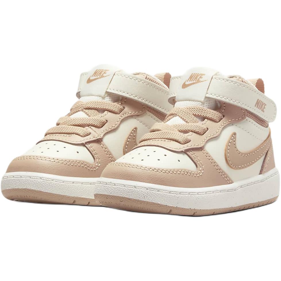 Nike Court Borough Leather Mid 2 Comfortable Versatile Non-Slip Durable High-Top Walking Shoes Baby Shoes White Pink CD7784-125