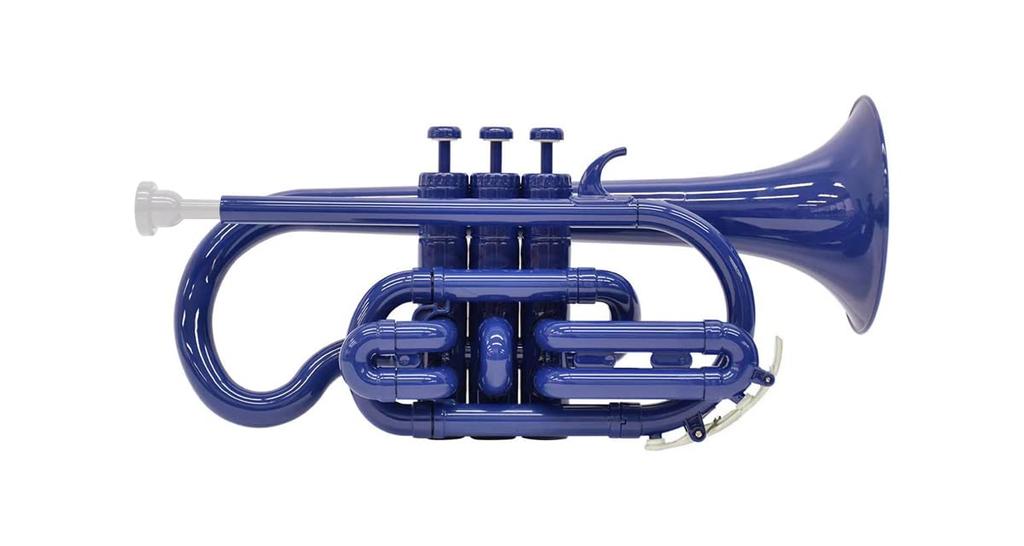 ZO Plastic Cornet CN-10, Dark Blue, Lightweight 540g Body, for Beginners and Kids, Resin Mouthpiece & Soft Case Included, Wind Instrument