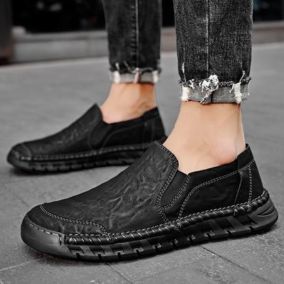 Genuine Leather Men Loafers Slip On Soft Casual Shoes For Men Handmade Sewing Flats Moccasins Trend Tenis Masculinos