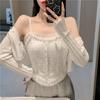 Popular Lace Pearl Pleated Camisole with Chest Pads - Beautiful Back Bodycon Base Layer Top