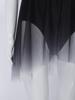 Mädchen Eiskunstlauf Gymnastik Bodysuit Farbverlauf Strass Ärmellos Keyhole am Rücken Unregelmäßiger Saum Knopfleiste im Schritt Leotard Kleid