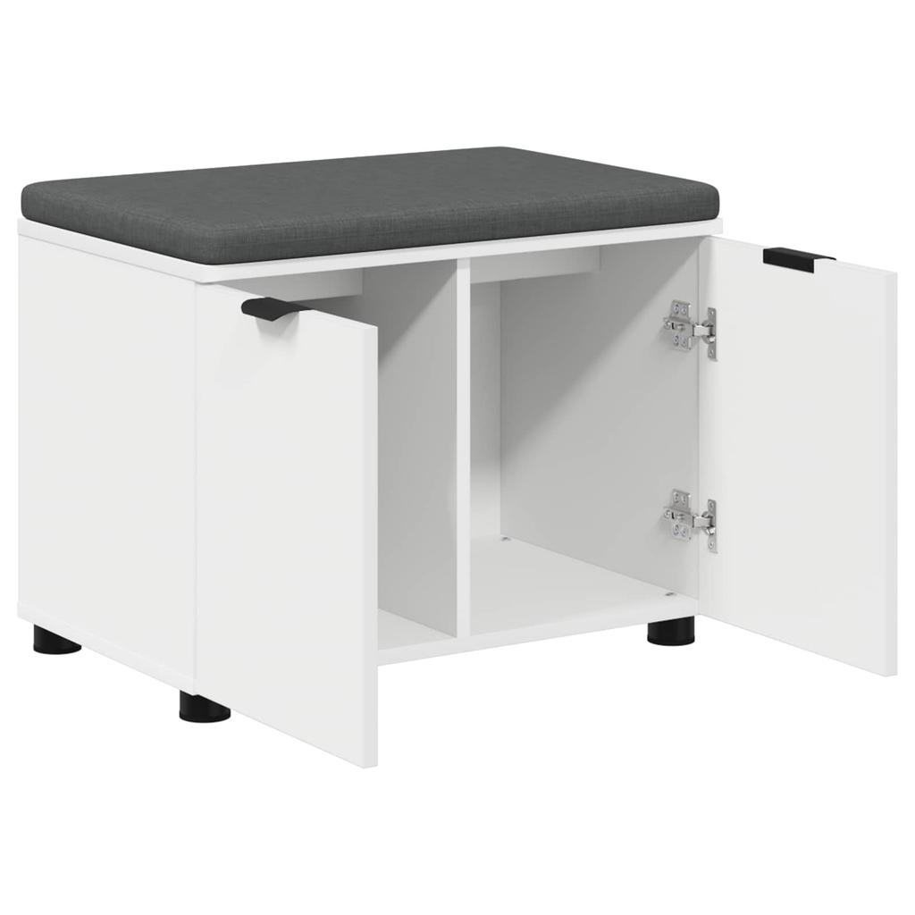 Hallway Bench with Cushion Shelf and Storage White 60 X 38 X 46 Cm