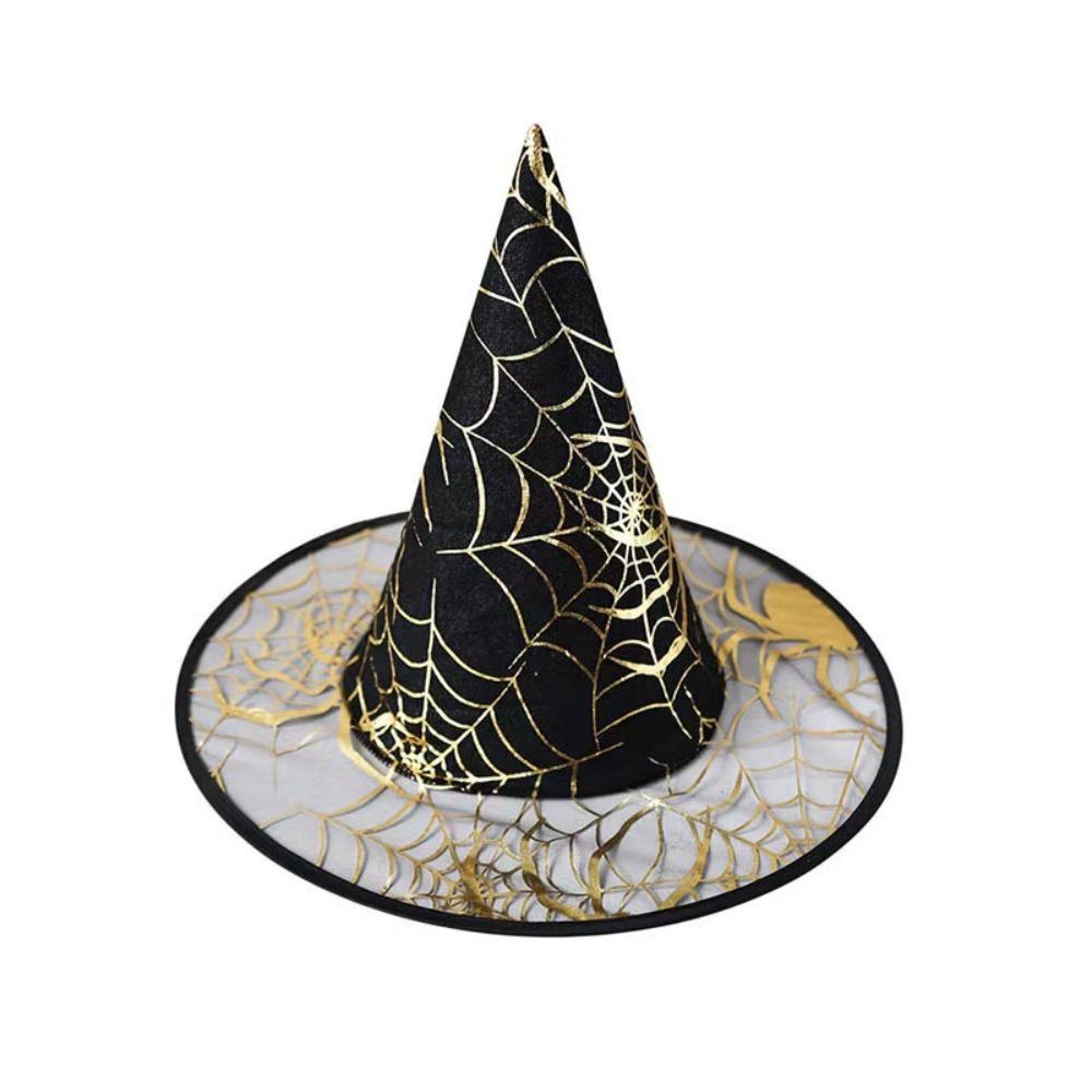 Black Halloween Witch Hat Velvet Halloween Black Cap Spider Wizard Cap Dress Up Headgear
