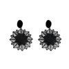 Pinkdudu Vintage Elegant Black Flower Drop Earrings For Women Luxury Ethnic Earring Exaggerated Temperament Gothic Jewelry PD1983