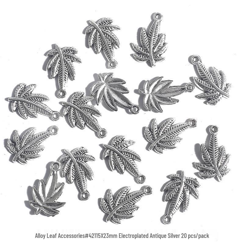 Handmade Antique Silver Leaf Jewelry Accessories for DIY Bracelets and Necklaces.