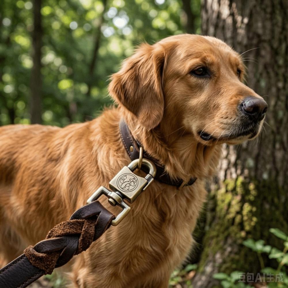 Wide Strap Large Breed Dog Leash Genuine Cowhide Golden Retriever Walking Rope Pet Daily Exercise