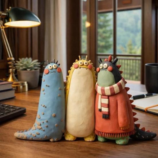 Doll Model Handmade Clay Statue Decorative Fantasy Sculpture Whimsical Cartoon-Inspired Collectible Art Home Decor