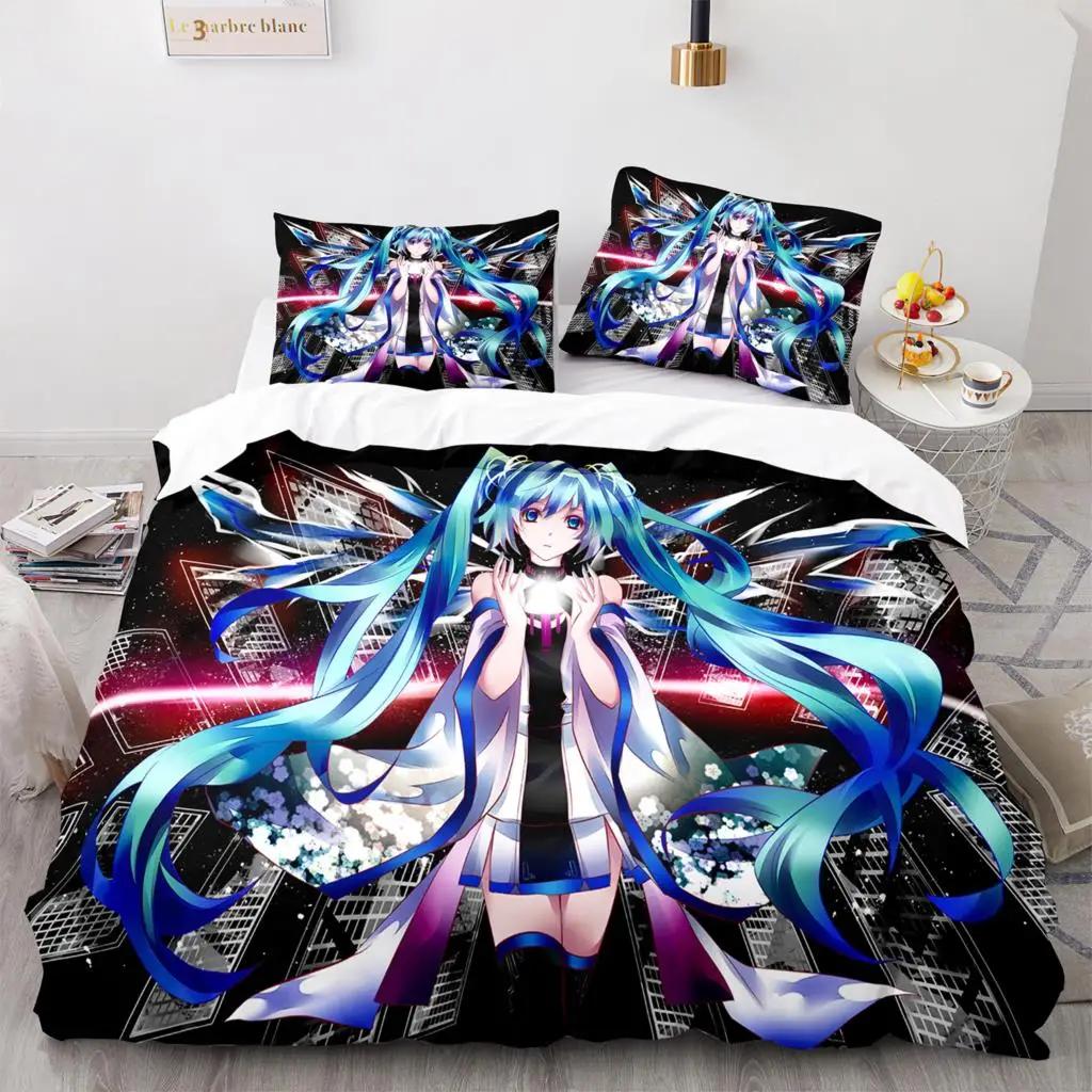 3D H-Hatsune M-Miku Bedding Set Single/Twin/Full/Queen/King Size Duvet Cover Set Aldult Kid Bedroom Decor Japan'S Music