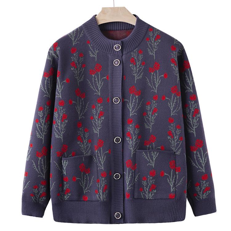 

Кардиган свитер для пожилой осени, свитер средней возрастной категории, пальто, бабушкино осеннее повседневное пальто 4XL