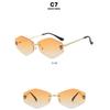 Women's sunglasses, men's and women's fashion snakehead rhombus sunglasses, frameless trimmed metal sunglasses