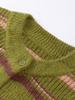 Damen Gestreifter Strick-Cardigan mit Knöpfen Damen Grüner Pullover Cardigan Täglicher Pendelpullover Lockere Strickjacke Herbst und Winter
