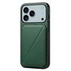 For iPhone 17 Pro Max Case Card Holder Kickstand Calf Textured Leather+PC+TPU Phone Cover