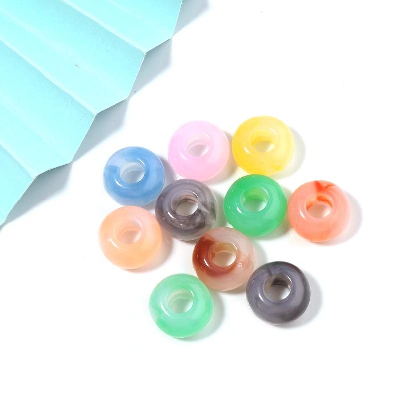 50Pz 14X8mm Perline Acriliche Multicolore Alta Qualità Foro Grande Perline Distanziatrici Sfuse Per Gioielli Fai da Te Braccialetti Collane Accessori